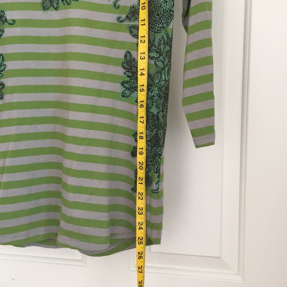 New Directions Top Size Small Green Striped 3/4 Sleeves NWOT - Picture 7 of 9